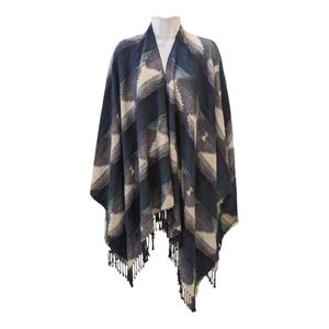 Nicole Marciano southwestern blue shawl cape soft knit